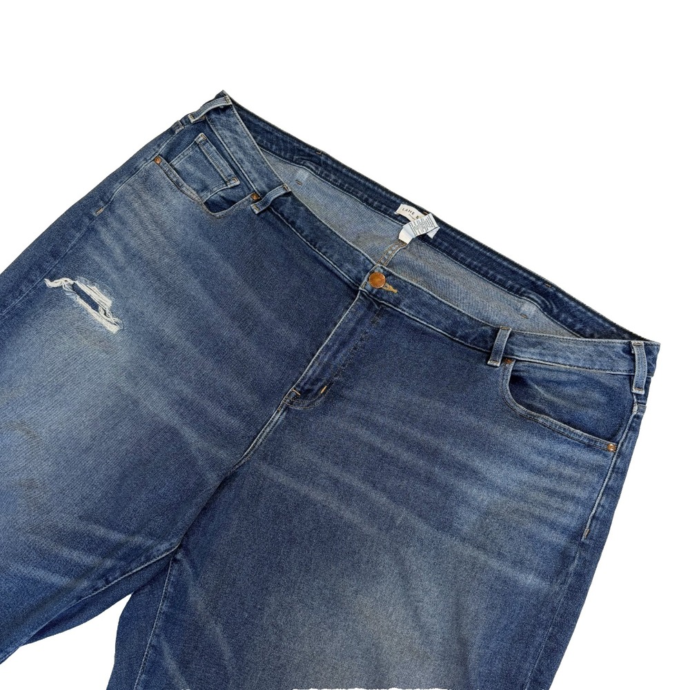 Lane Bryant Medium Wash Distressed Patched Girlfriend Jeans Size 28W